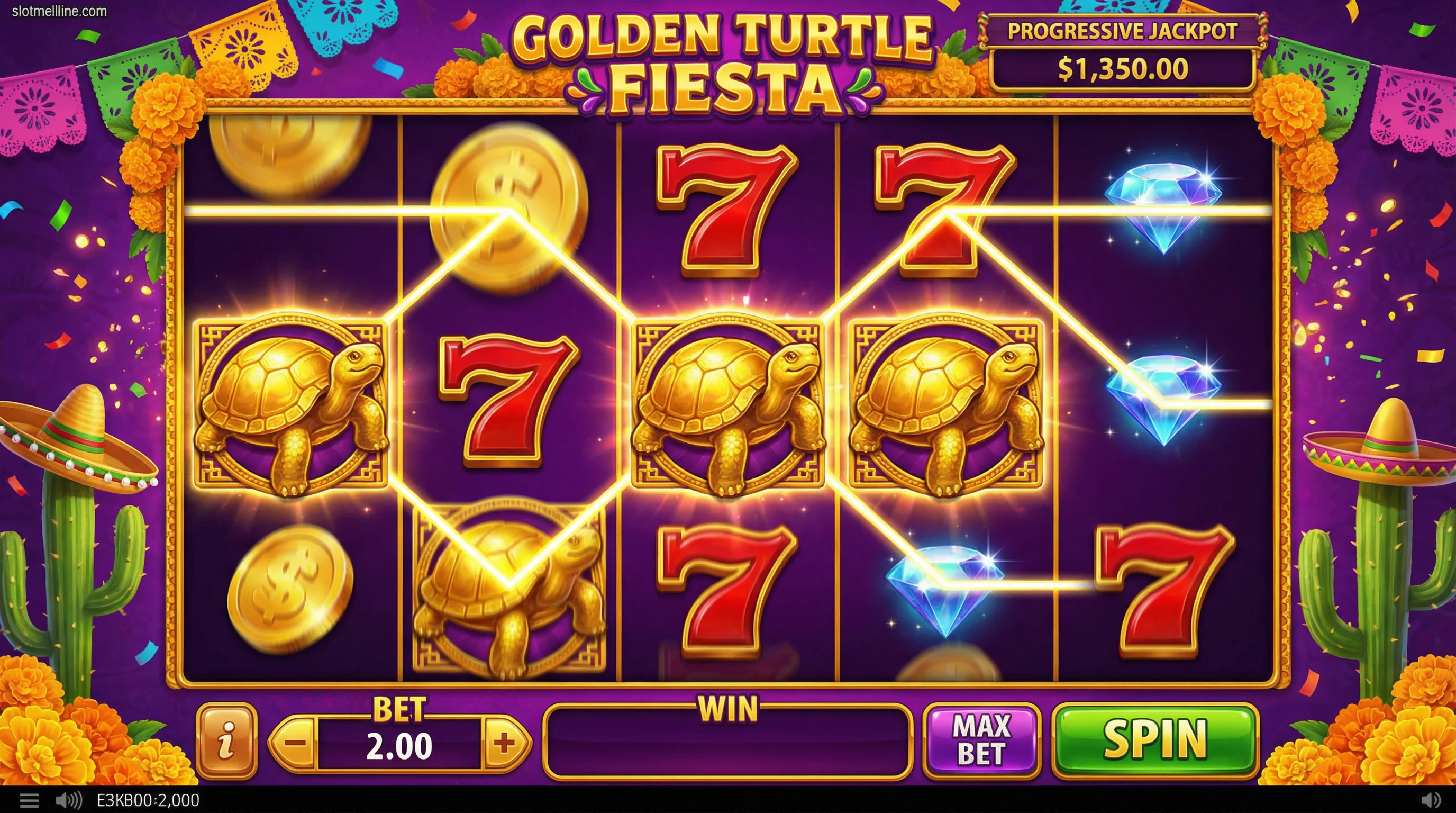 Tragamonedas con tortuga dorada y símbolos de la suerte